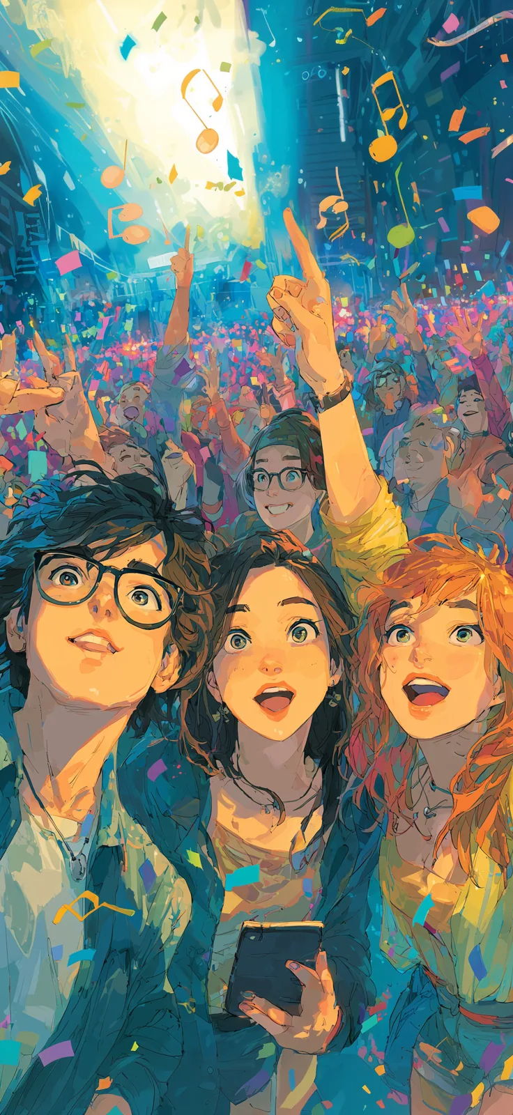 Friends enjoying TeamTunes at a concert